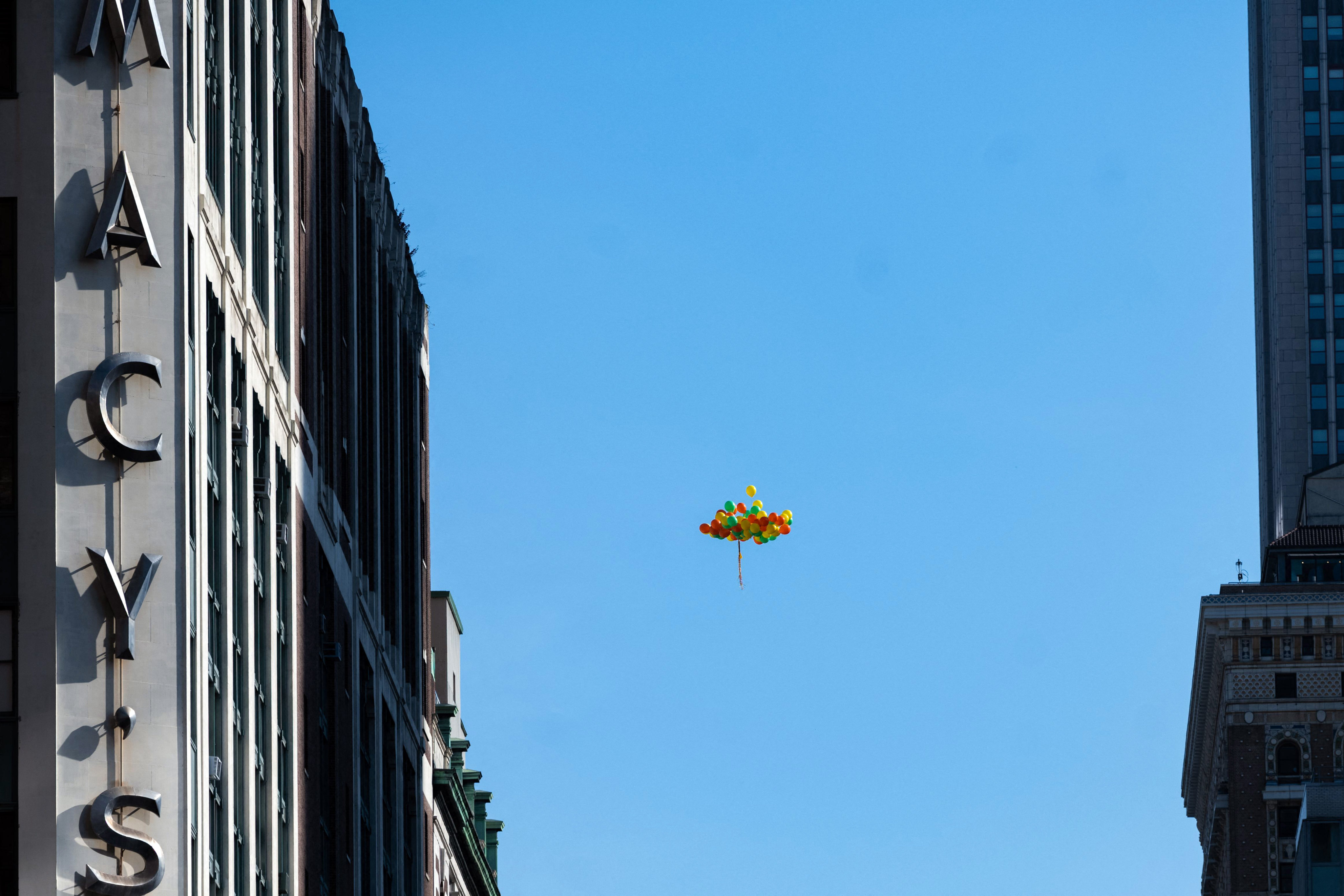 A set of balloons fly in the air over New York City on November 24, 2022. After a Chinese balloon spotted drifting over US airspace was shot down in early February, other nations have reported similar intrusions by balloons. Photo: AFP 