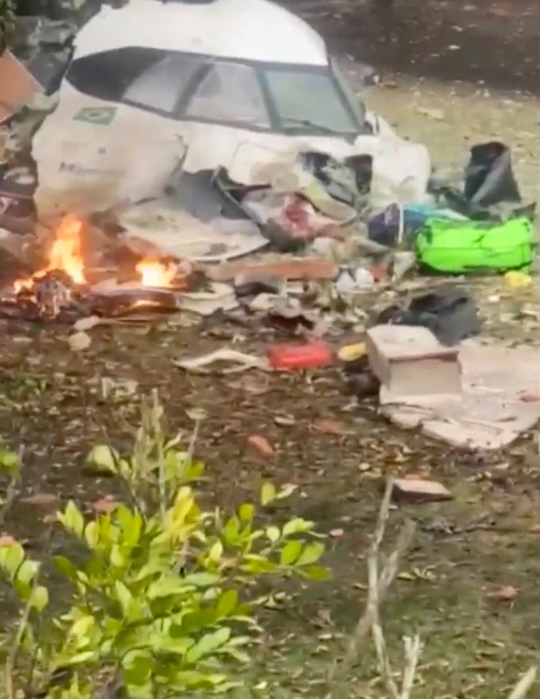 The wreckage from a plane that crashed near a home in Vinhedo is seen in Sao Paulo state, Brazil, on Friday. Photo: Felipe Magalhaes Filho via AP